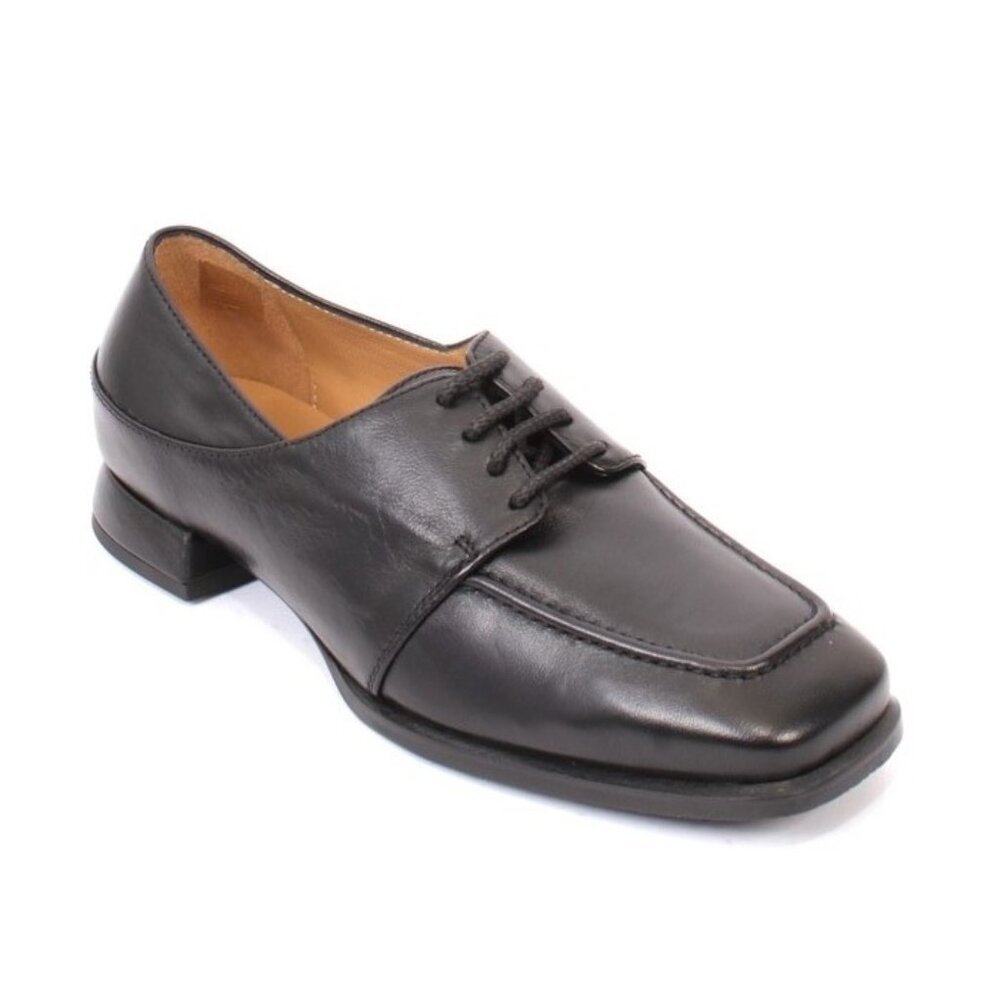 MOT-CLe 2399 Black Leather Lace-Up Loafers Pumps Shoes